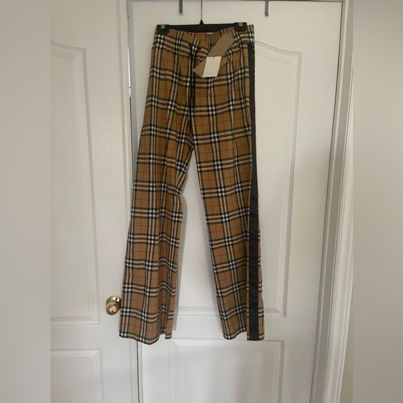 Burberry wide Stripe Vintage Check Stretch Cotton Trousers - Picture 7 of 7